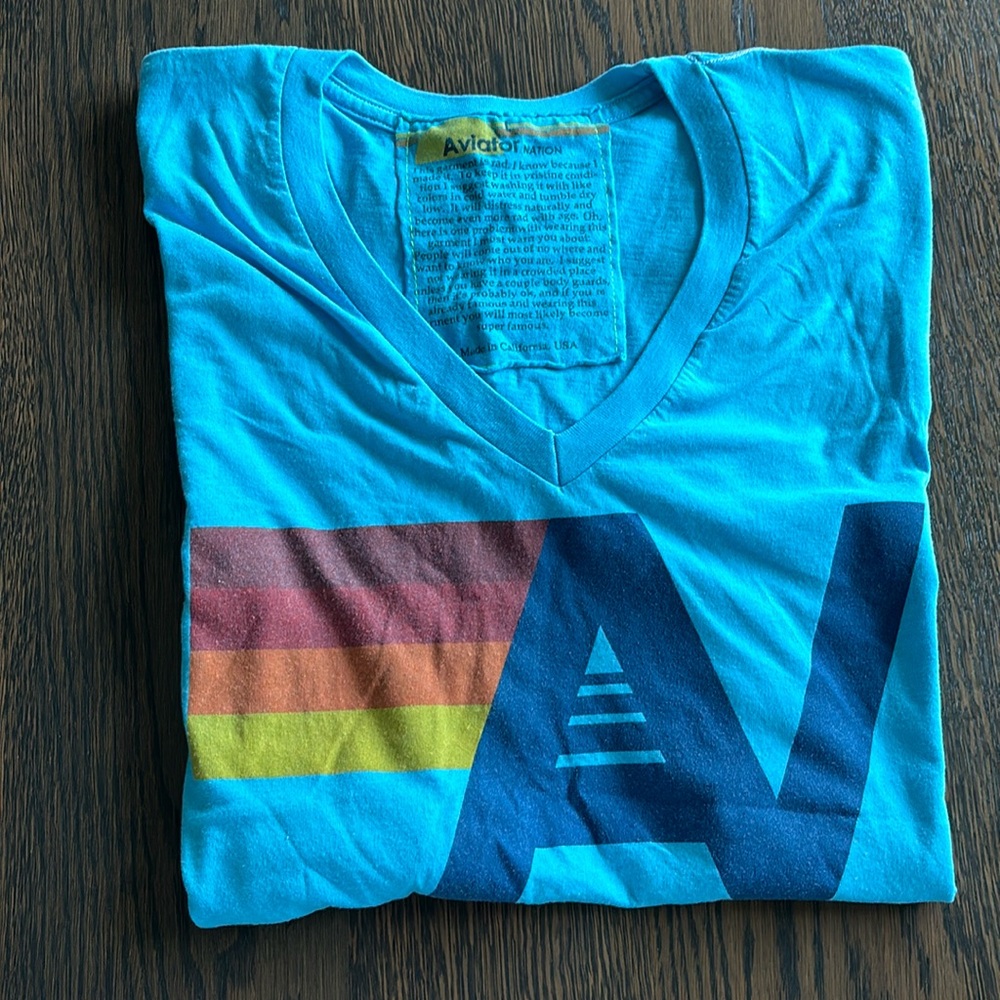 Aviator nation, blue V-neck size large